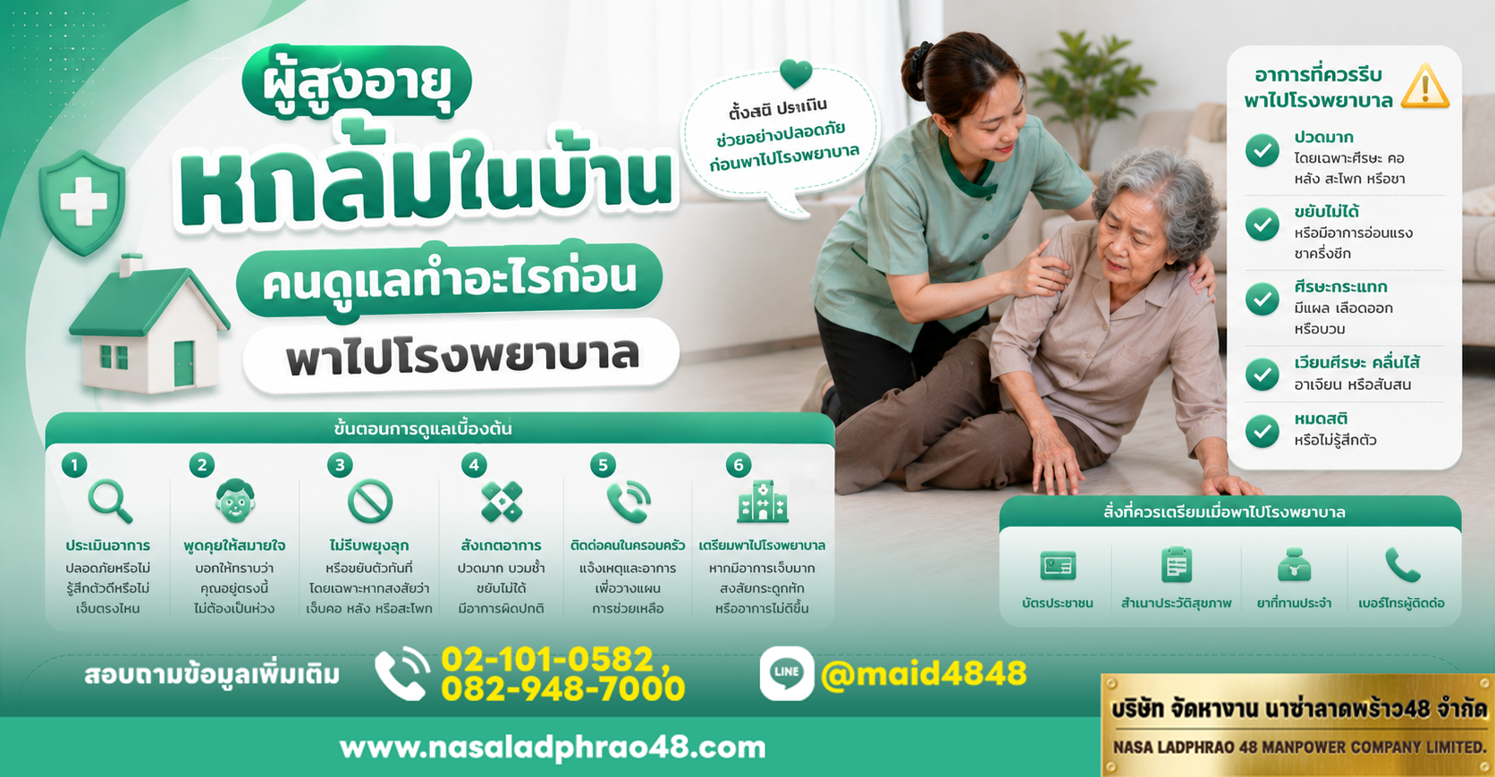 ผู้สูงอายุหกล้มในบ้าน|ขั้นตอนก่อนพาไปโรงพยาบาล