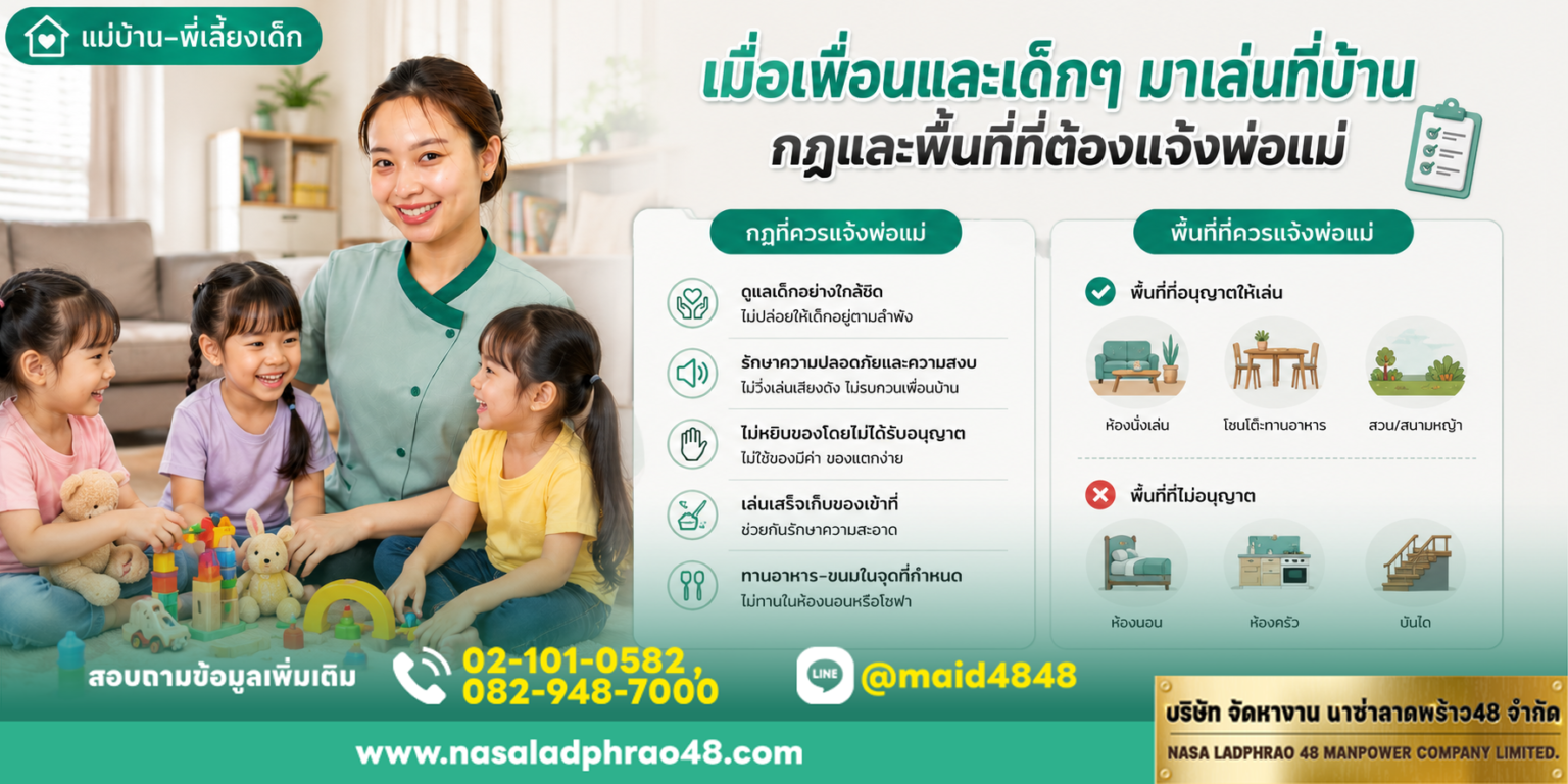 พี่เลี้ยงเด็ก: เมื่อเพื่อนมาเล่นที่บ้าน กฎและพื้นที่ที่ต้องแจ้งพ่อแม่