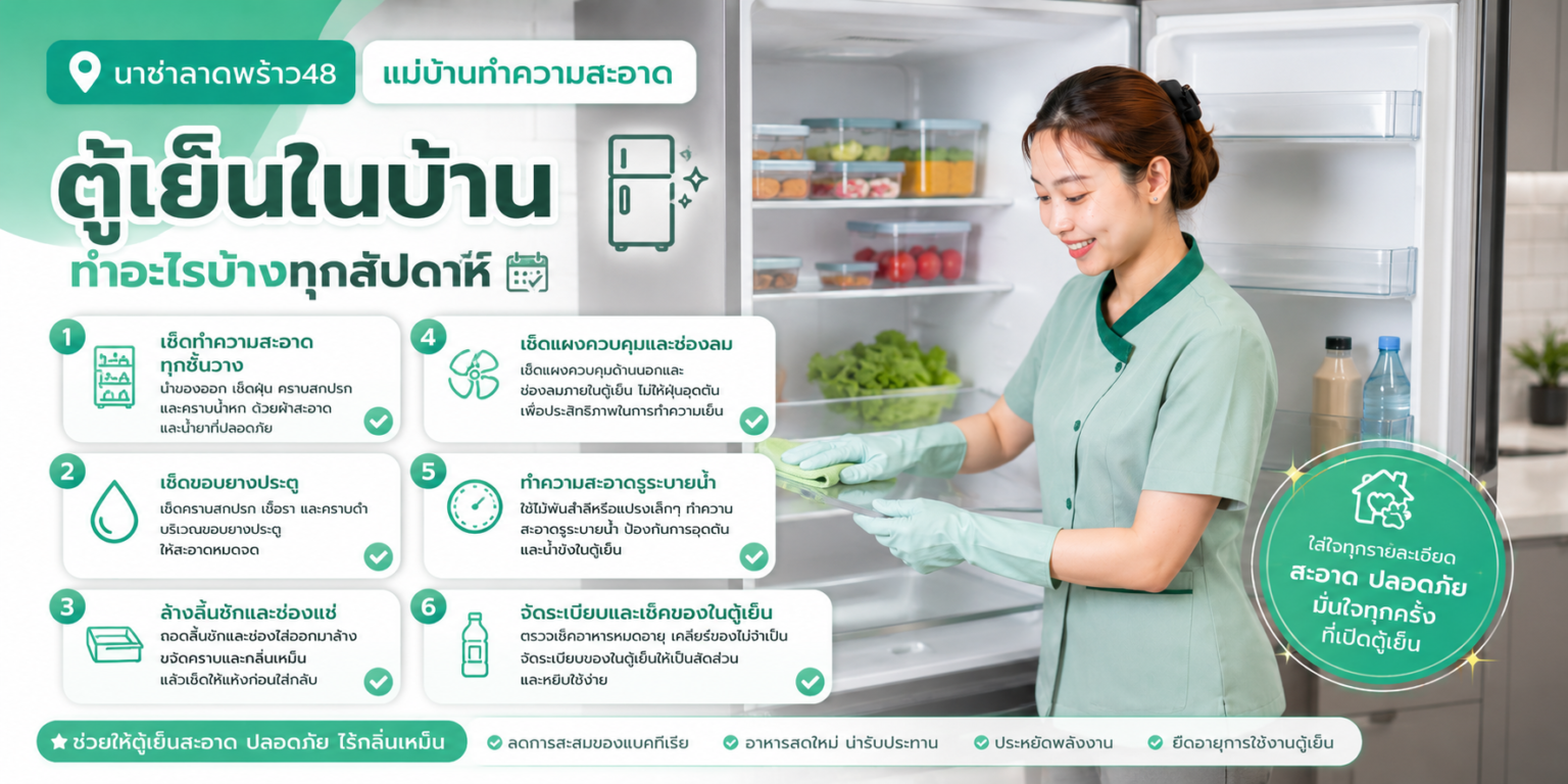 ทำความสะอาดตู้เย็นทุกสัปดาห์